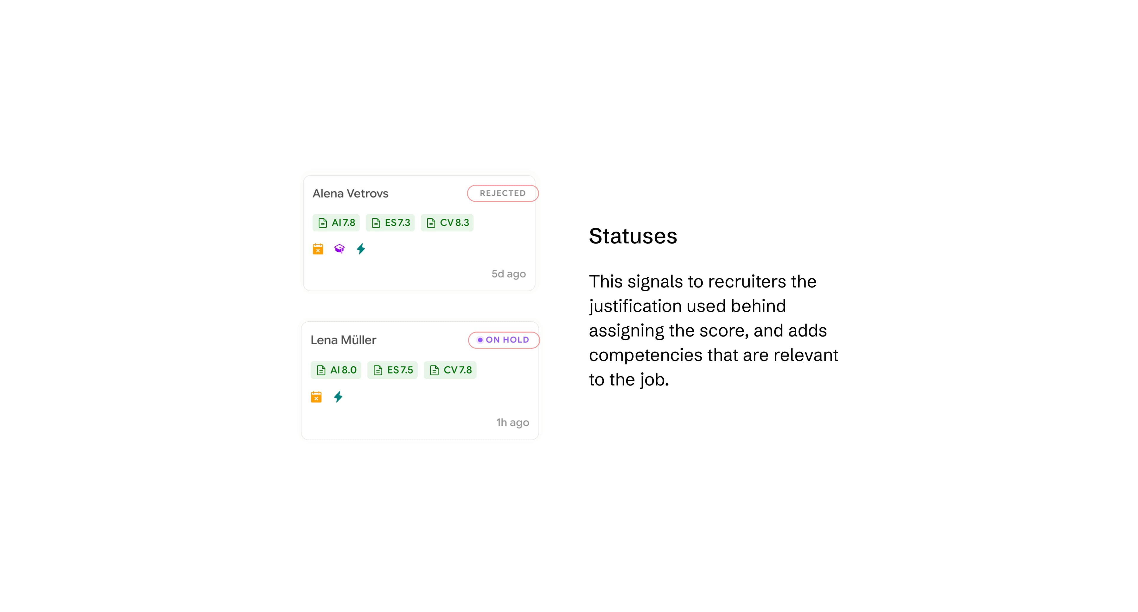 Candidate status explicit on card