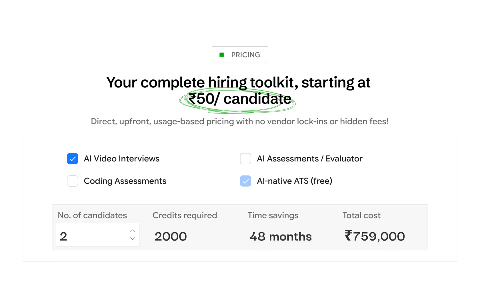 Pricing page design