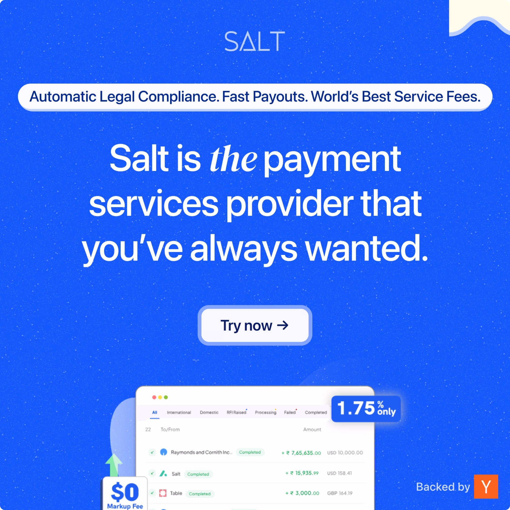 Salt payment services