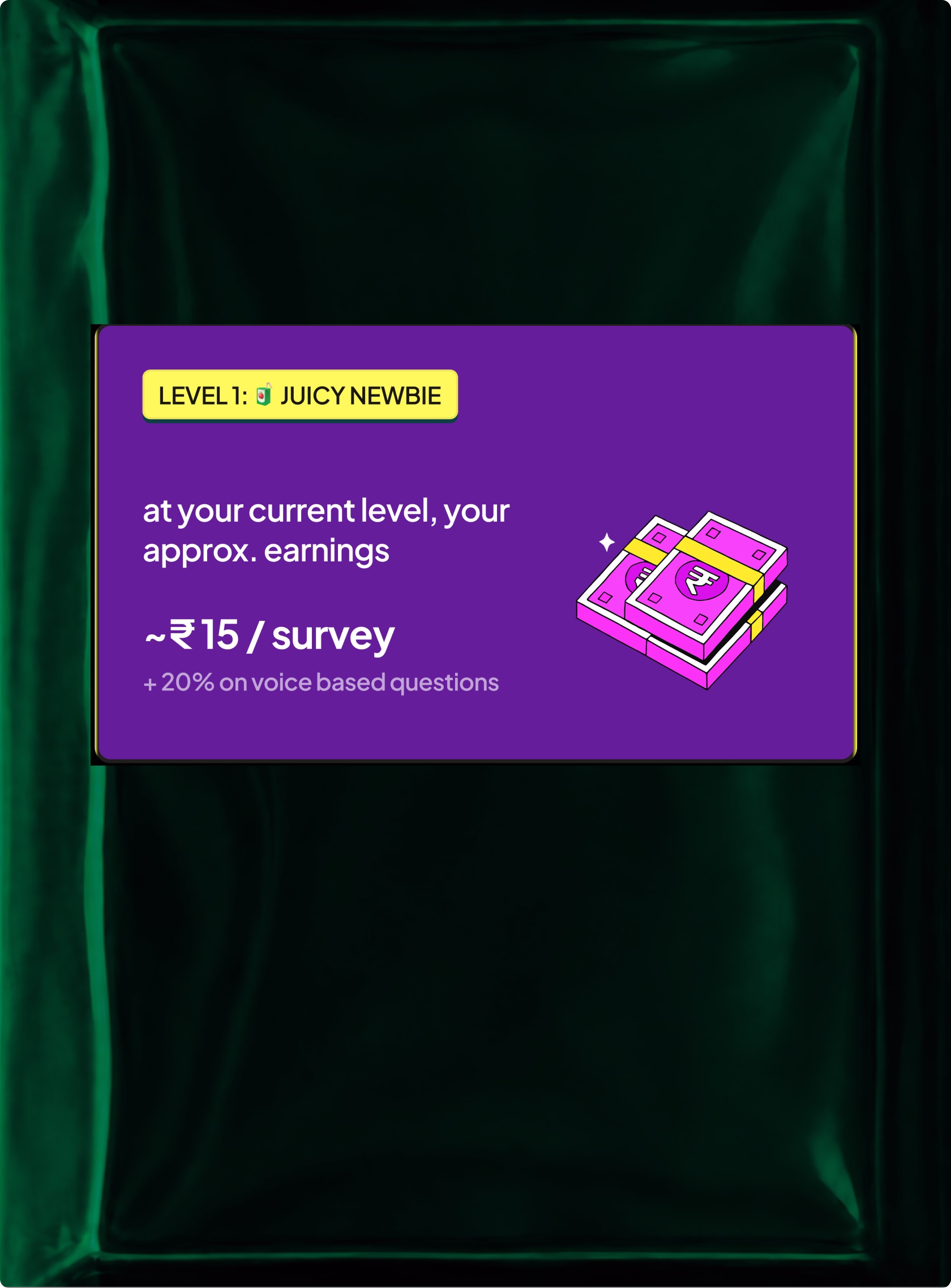 Earnings level green pouch